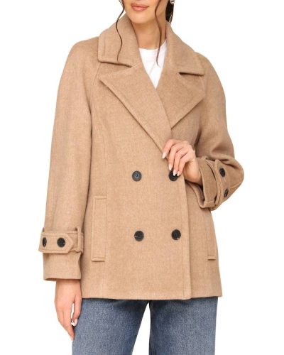 Avec Les Filles Camel Relaxed Swing Peacoat