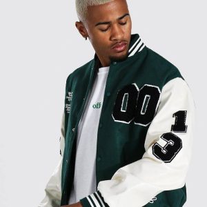 Official 00 Green & White Varsity Bomber
