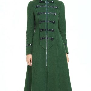 Women’s Green Military Style Wool Coat
