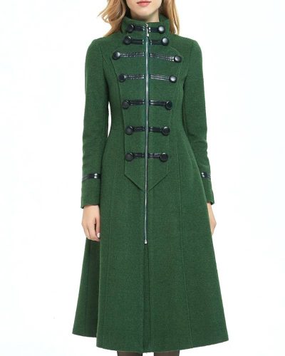 Women’s Green Military Style Wool Coat