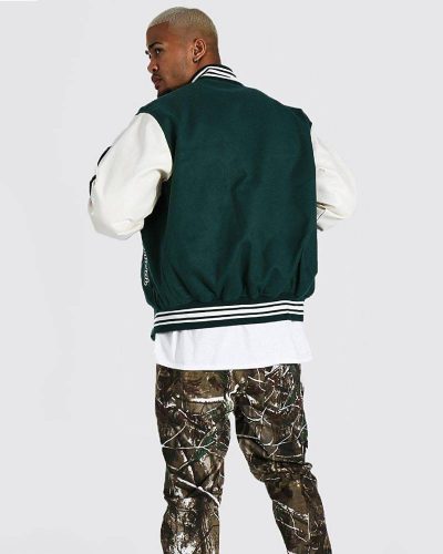 Official 00 Green & White Varsity Bomber