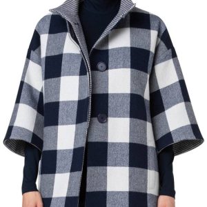 Akris Punto Buffalo Check Felted Car Coat