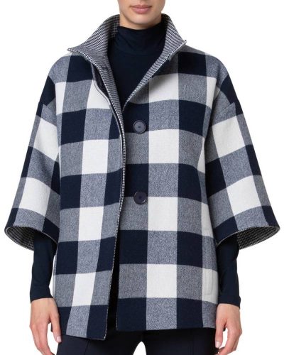 Akris Punto Buffalo Check Felted Car Coat