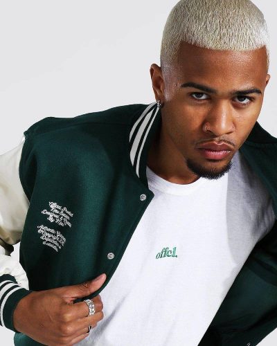 Official 00 Green & White Varsity Bomber