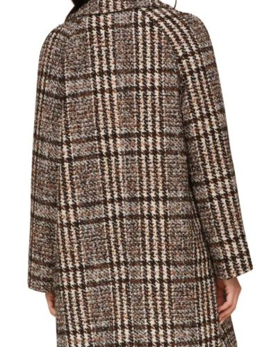 Avec Les Filles Brown Plaid Bouclé Walker Coat