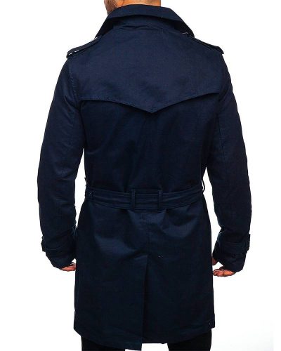 Men’s Double-breasted Navy Blue Trench Coat