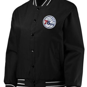 Philadelphia 76ers Poly Twill Black Jacket