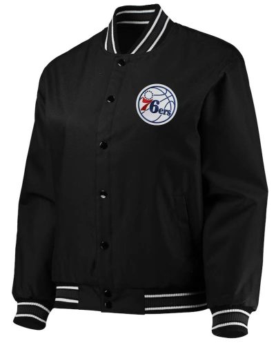 Philadelphia 76ers Poly Twill Black Jacket