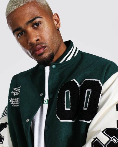 Official 00 Green & White Varsity Bomber