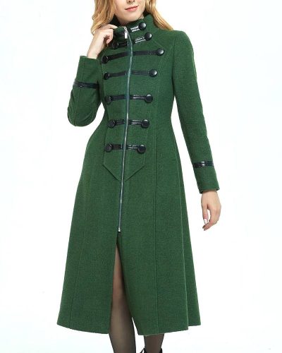 Women’s Green Military Style Wool Coat