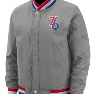 Philadelphia 76ers City Edition Courtside Gray Bomber Jacket