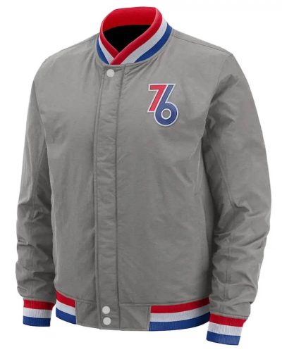 Philadelphia 76ers City Edition Courtside Gray Bomber Jacket