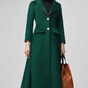 Women’s Green Maxi Wool Coat