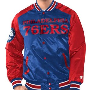 Royal/red Philadelphia 76ers Renegade Varsity Satin Jacket