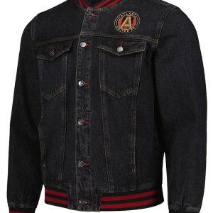 Atlanta United Fc Black Denim Bomber Jacket