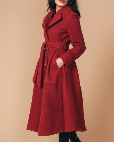 Women’s 1950s Princess Swing Red Wool Coat