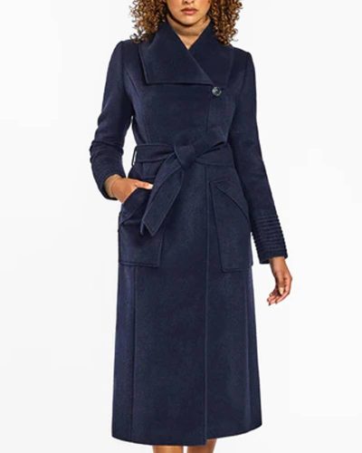 Baby Alpaca Long Wide Collar Wrap Coat