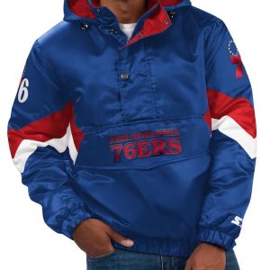 Force Play Ii Philadelphia 76ers Half-zip Hooded Jacket
