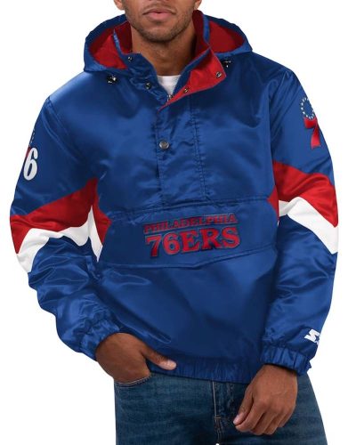 Force Play Ii Philadelphia 76ers Half-zip Hooded Jacket