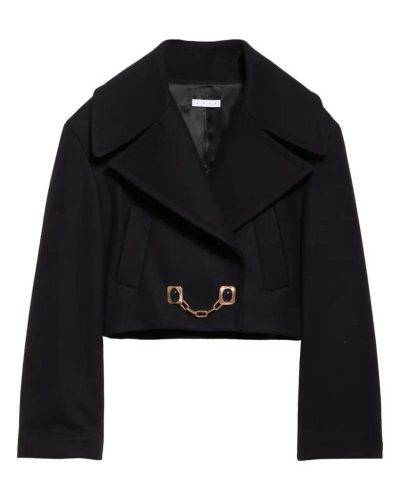Area Black Wool Blend Crop Peacoat