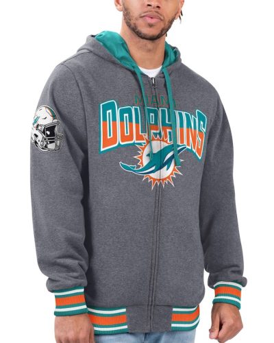 Men's G-iii Sports By Carl Banks Aqua/orange Miami Dolphins Commemorative Reversible Full-zip Jacket