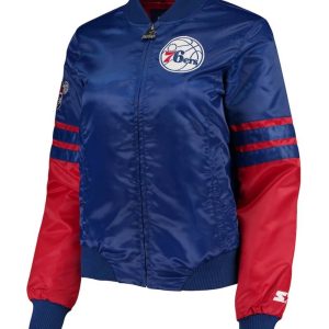 Philadelphia 76ers Tie Breaker Blue Satin Jacket