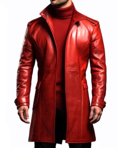 Men’s Designer 100% Red Real Leather Coat