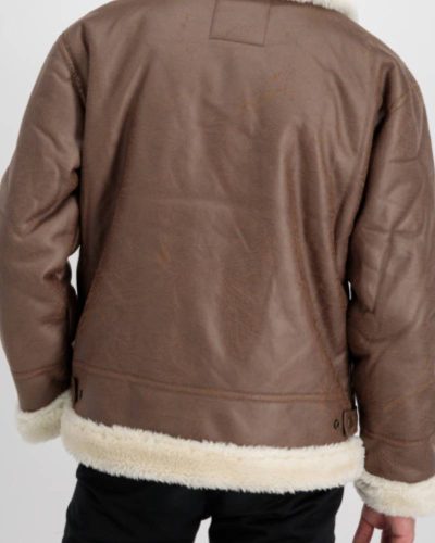 Alpha Industries B-3 Brown Leather Bomber Fur Jacket