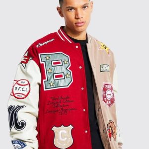 Tall Oversized Spliced Tiger Varsity Jacket
