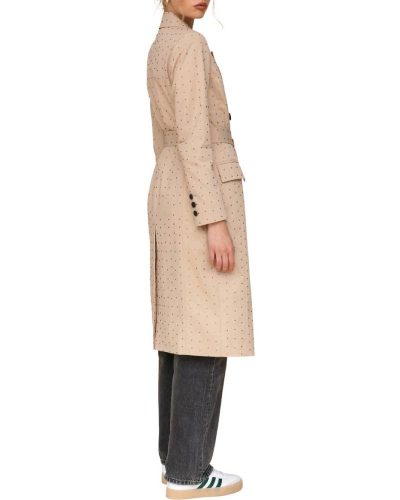 Avec Les Filles Khaki Studded Rhinestone Blazer Trench Coat