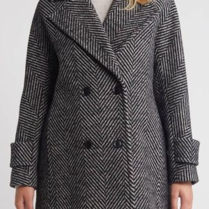 Bcbgmaxazria Short Herringbone Peacoat