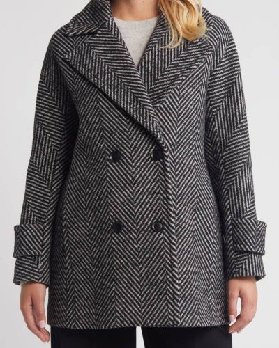 Bcbgmaxazria Short Herringbone Peacoat