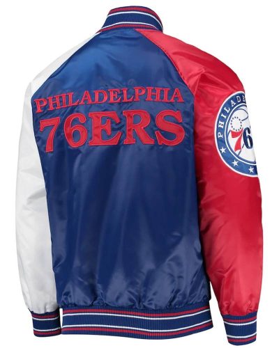 Philadelphia 76ers Reliever Royal And Red Satin Jacket