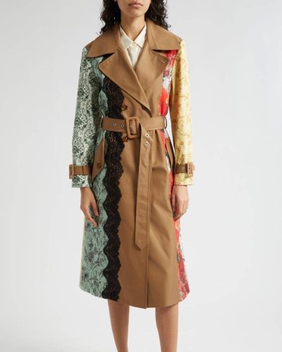 Alice + Olivia Keith Lace Trim Trench Coat
