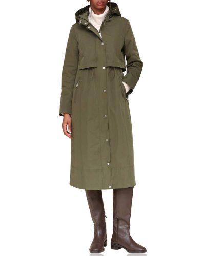 Avec Les Filles Olive Water Resistant Twill Hooded Longline Coat