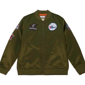 Philadelphia 76ers Flight Green Satin Jacket