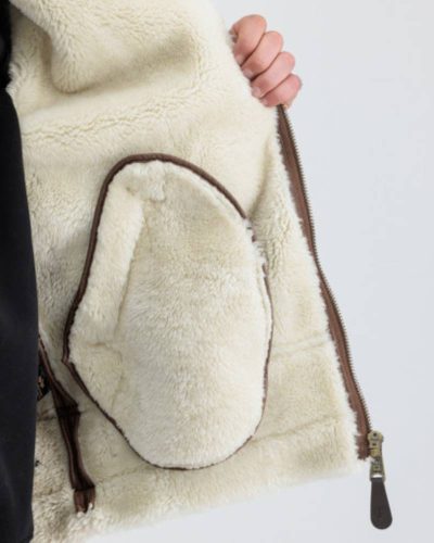 Alpha Industries B-3 Brown Leather Bomber Fur Jacket
