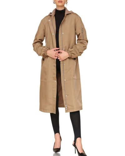 Avec Les Filles Pecan Belted Longline Hooded Coat