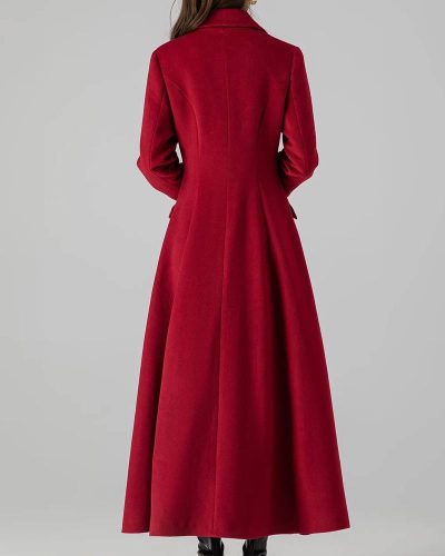 Women’s Princess Red Wool Long Coat