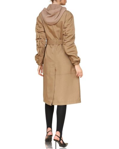 Avec Les Filles Pecan Belted Longline Hooded Coat