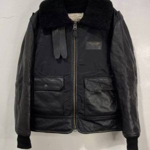 Avirex B-3 Black Leather Boa Jacket