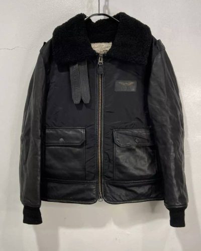Avirex B-3 Black Leather Boa Jacket
