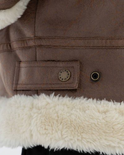 Alpha Industries B-3 Brown Leather Bomber Fur Jacket