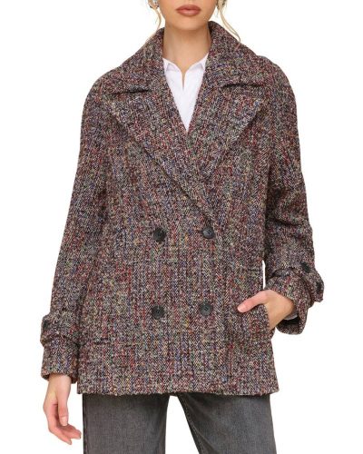 Avec Les Filles Red Multi Herringbone Peacoat