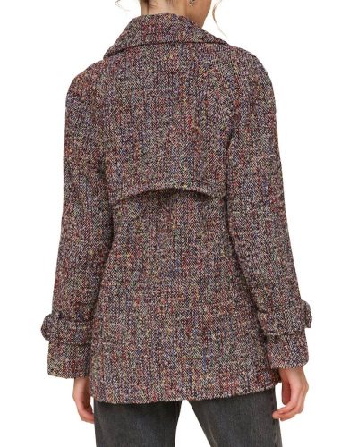 Avec Les Filles Red Multi Herringbone Peacoat