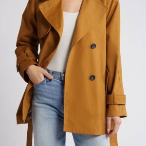 Avec Les Filles Relaxed Belted Twill Trench Coat