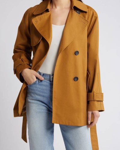 Avec Les Filles Relaxed Belted Twill Trench Coat