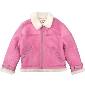 B-3 Rare Pink Leather Bomber Flight Jacket
