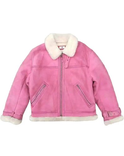 B-3 Rare Pink Leather Bomber Flight Jacket