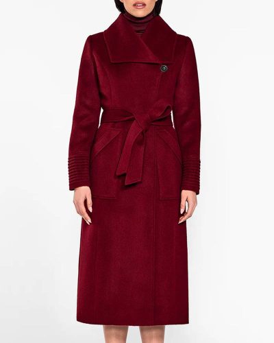 Baby Alpaca Long Wide Collar Wrap Coat